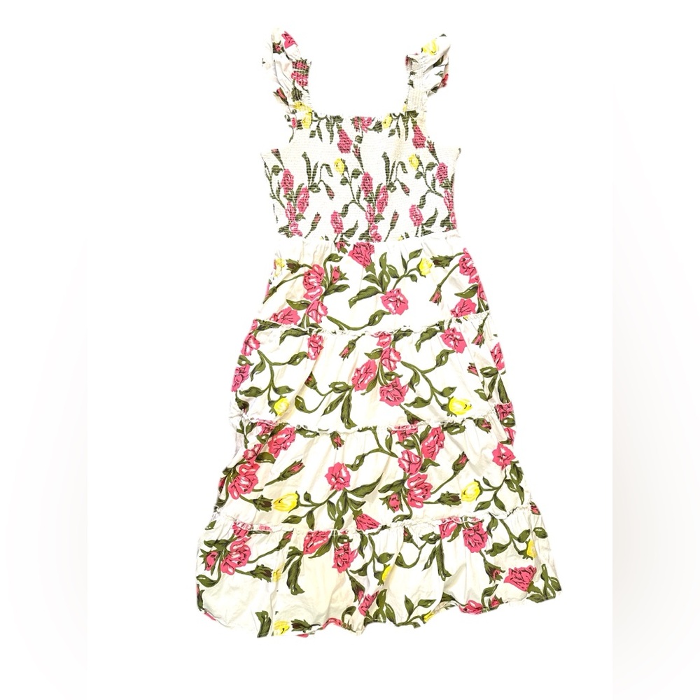 Vineyard Vines Kentucky Derby smocked Floral Midi Dress Size Large - Picture 8 of 8